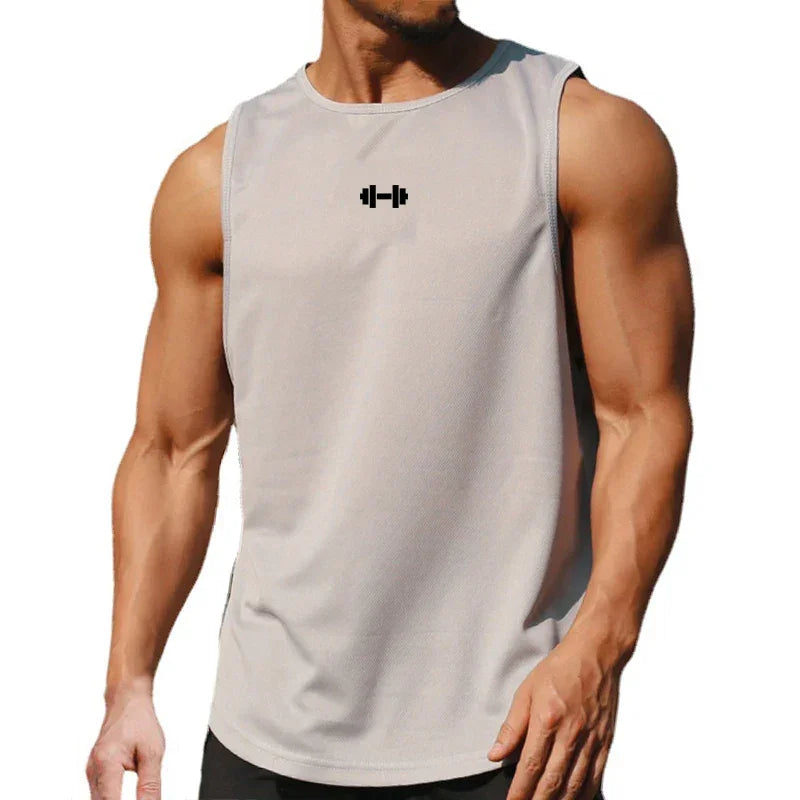 Summer Men's Gym Tank Top Fitness Training Clothing Quick-drying Loose Bodybuilding Sleeveless Shirt Men Fashion Basketball Vest - KHOY