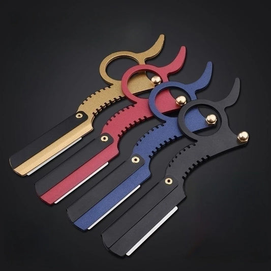 Barber Manual Razor Straight Edge Haircut Beard Eyebrow Shaver Men Depilation Razor Hairdresser Trimming Blades Replaceable - KHOY