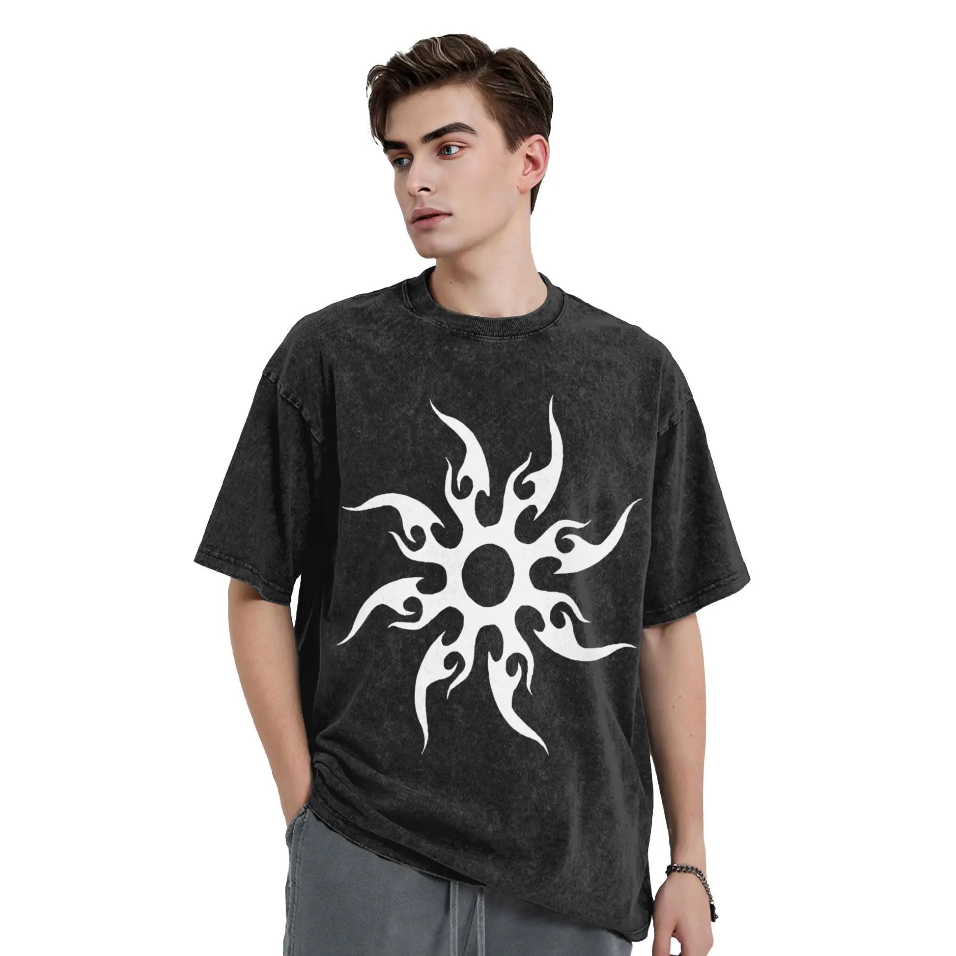 Oversized Washed T-Shirt Forsakens Cotton T-Shirts Meme Trendy Cool Tshirt for Men Beach Y2K Retro Casual Tees - KHOY