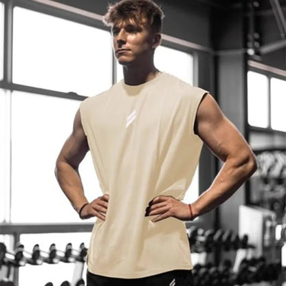 Summer Fitness Sports Tank Top Men's Breathable Loose Fit Training Sleeveless T-shirt Quick Drying vest male Fitness Clothing - KHOY