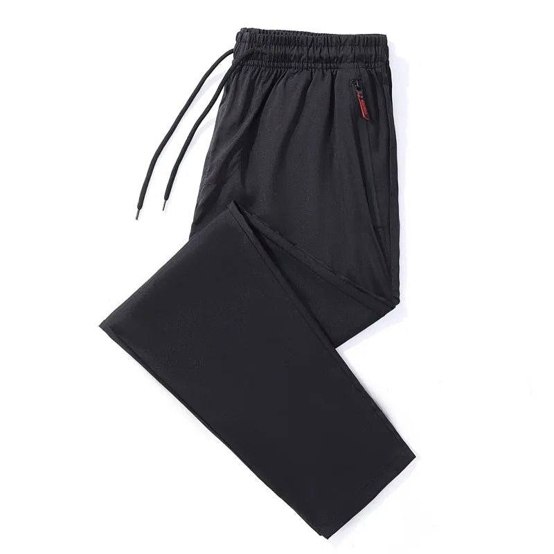 Men's Casual Pants Straight Slim Fit Elastic Waist Jogger Korean Classic Blue Black Gray Male Brand Trousers Plus Size - KHOY