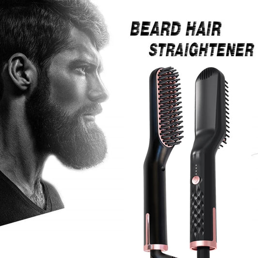 Hot Comb Straightener Heating Comb For Men Beard Electric Negative Ion Hair Straightening Brush Wet Dry Use Quick Hair Styler - KHOY