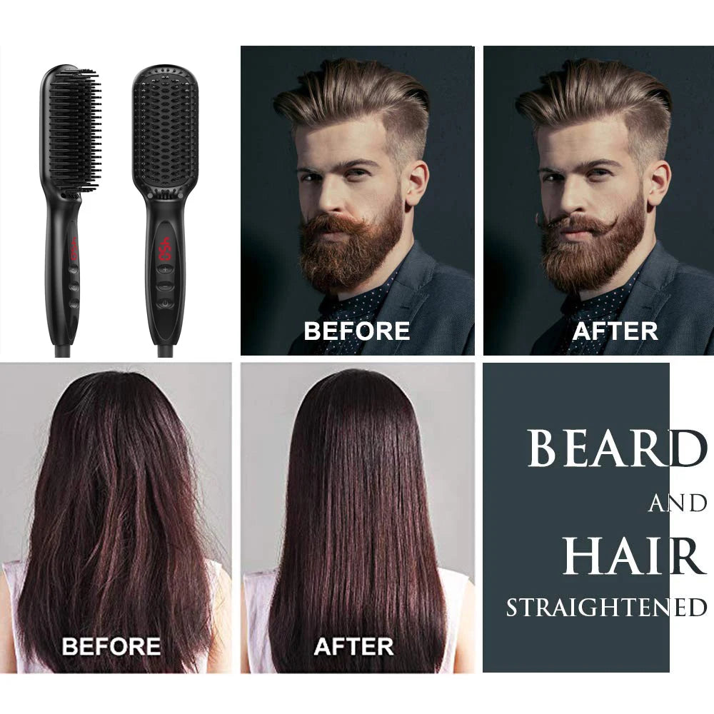 Electric Beard Comb Hair Straightener Brush Hot Hair Brushes Straightener Hair Anti-scalding Ceramic Beard Straightening Brush - KHOY