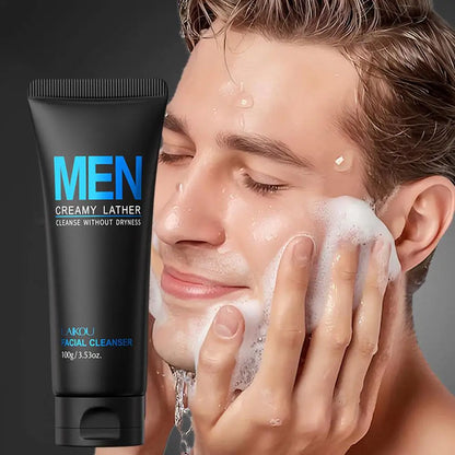 Men's Deep Cleansing Face Wash 100g, Oil Control, Pore Minimizer, Hydrating Facial Cleanser for Oily Skin, Refreshing Non-Drying - KHOY
