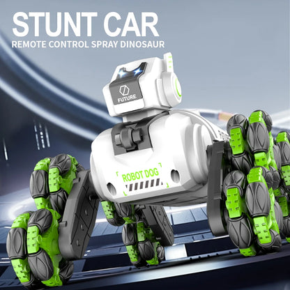 RC Stunt Dog Remote Control Robot Intelligent Stunt Mechanical Spray Dog Mode Music 360 Degree Rotation Drift Pet Kid Toy Gifts - KHOY