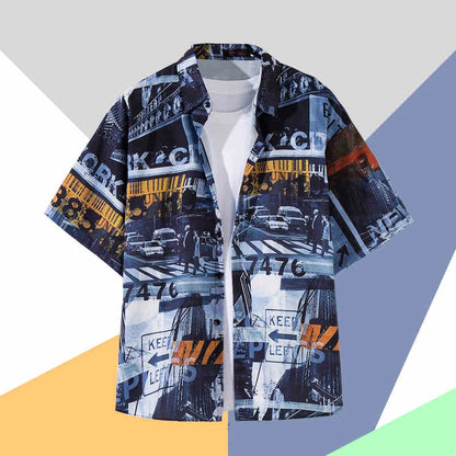 2025 Hawaiian Shirt For Men Orange Green Striped Refreshing Beach Style Fashion Trend Shirt Men And Women Seaside Holiday Shirt - KHOY