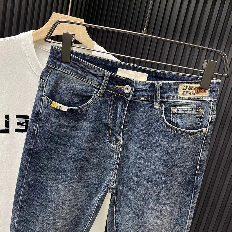 Jeans For Men Retro Korean Style High-End Slim Fit Leg Pants Blue Straight Leg Jeans Casual Pants Tapered Jeans - KHOY