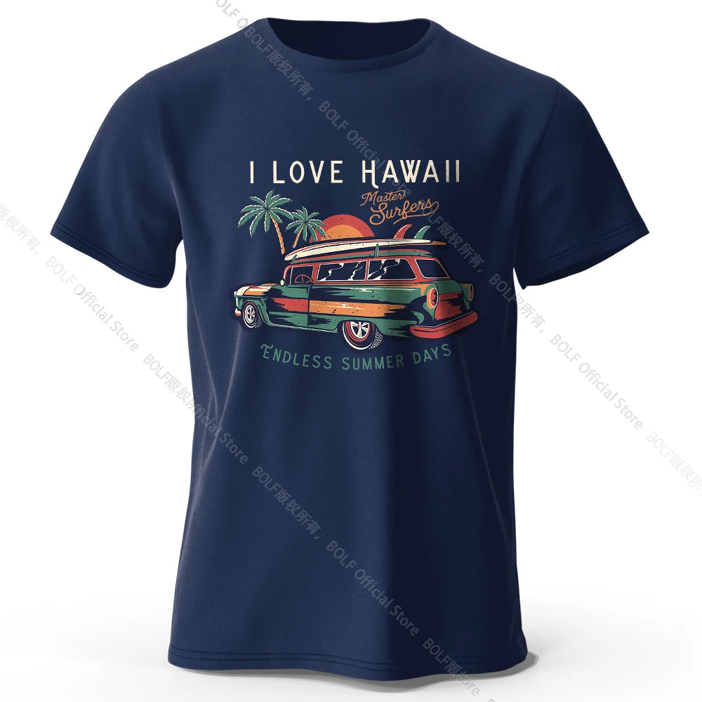 Hawaiian Holiday Printed Unisex Men Women T-Shirt Tees Tops 100% Cotton Aloha Flower Graphic Luau Party Outfit - KHOY