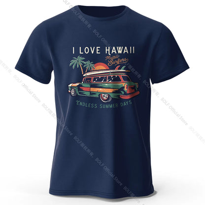 Hawaiian Holiday Printed Unisex Men Women T-Shirt Tees Tops 100% Cotton Aloha Flower Graphic Luau Party Outfit - KHOY