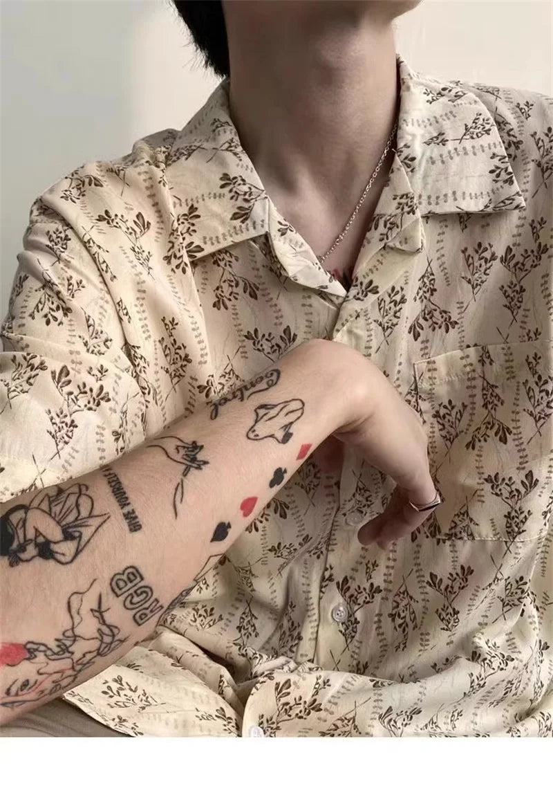 Hawaiian Shirt for Men Small Flower Cuba Collar Vintage Holiday Beach Couple Clothing Male Top Summer 2024 - KHOY