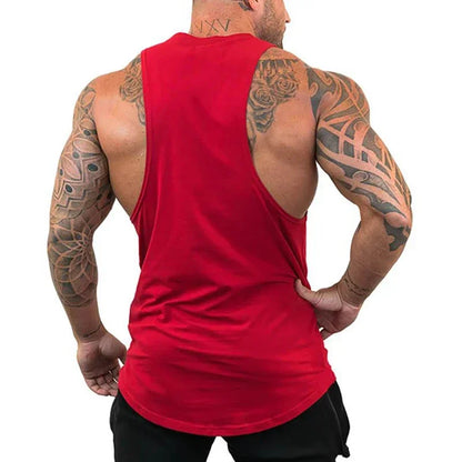 Red Spider Printed Running Tank Tops Gym Fitness Cotton Breathable Sleeveless T-Shirt Mens Bodybuilding Loose Training Clothing - KHOY