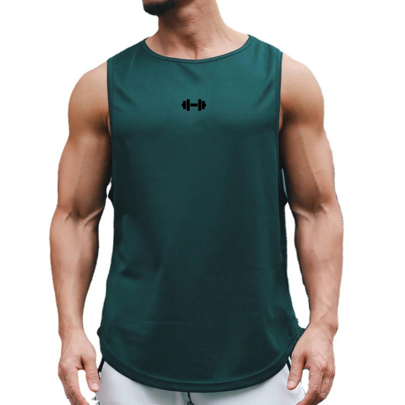Summer Men's Gym Tank Top Fitness Training Clothing Quick-drying Loose Bodybuilding Sleeveless Shirt Men Fashion Basketball Vest - KHOY