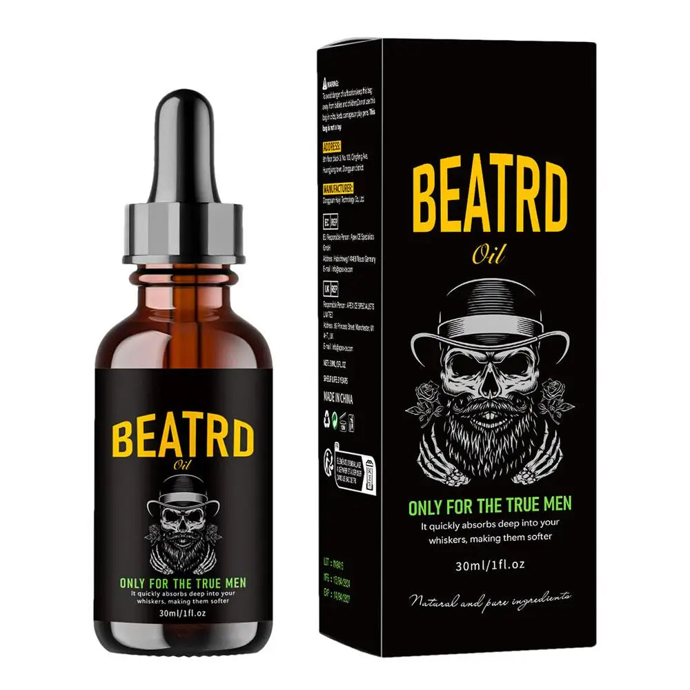Beard Oil Enhance Mustache Nourishing Smooth Longer Thicker Regrowth Shine Strengthens Moisturizing Beard Growth Oil for Men - KHOY