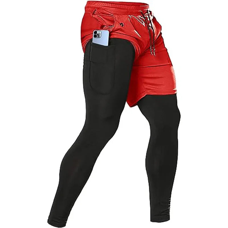 Men's Sport Pants 2 in1 Training Athletic Tracksuits Sportswear Workout Male Jogging Trousers Gym Fitness Running Pants Men - KHOY