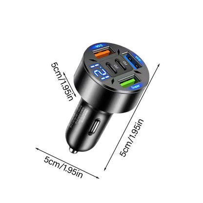 250W 5 Ports Car Charger Fast Charging PD QC3.0 USB C Car Phone Charger Type C Adapter In Car For IPhone - KHOY