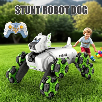 RC Stunt Dog Remote Control Robot Intelligent Stunt Mechanical Spray Dog Mode Music 360 Degree Rotation Drift Pet Kid Toy Gifts - KHOY