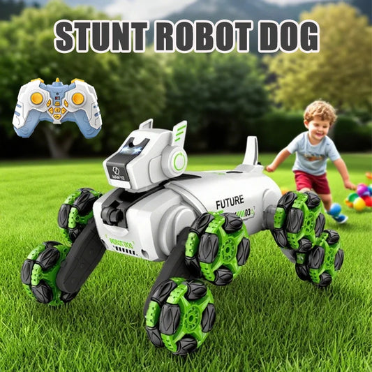 RC Stunt Dog Remote Control Robot Intelligent Stunt Mechanical Spray Dog Mode Music 360 Degree Rotation Drift Pet Kid Toy Gifts - KHOY