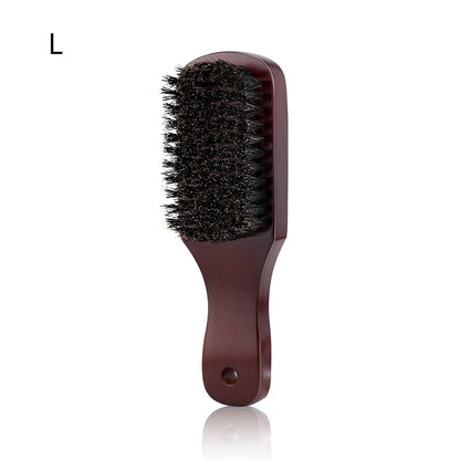 Men Beard Brush Wood Handle Boar Bristle Moustache Cleaning Brush Hairdressing Anti Static Barber Hair Styling Comb Tool - KHOY