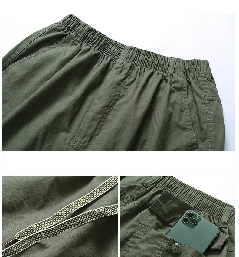 Mens Cargo Pants Cotton Casual Pants Summer Spring Cotton Work Wear Climbing Joggers Sweatpants Hombre Autumn Trousers - KHOY