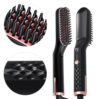 Hot Comb Straightener Heating Comb For Men Beard Electric Negative Ion Hair Straightening Brush Wet Dry Use Quick Hair Styler - KHOY