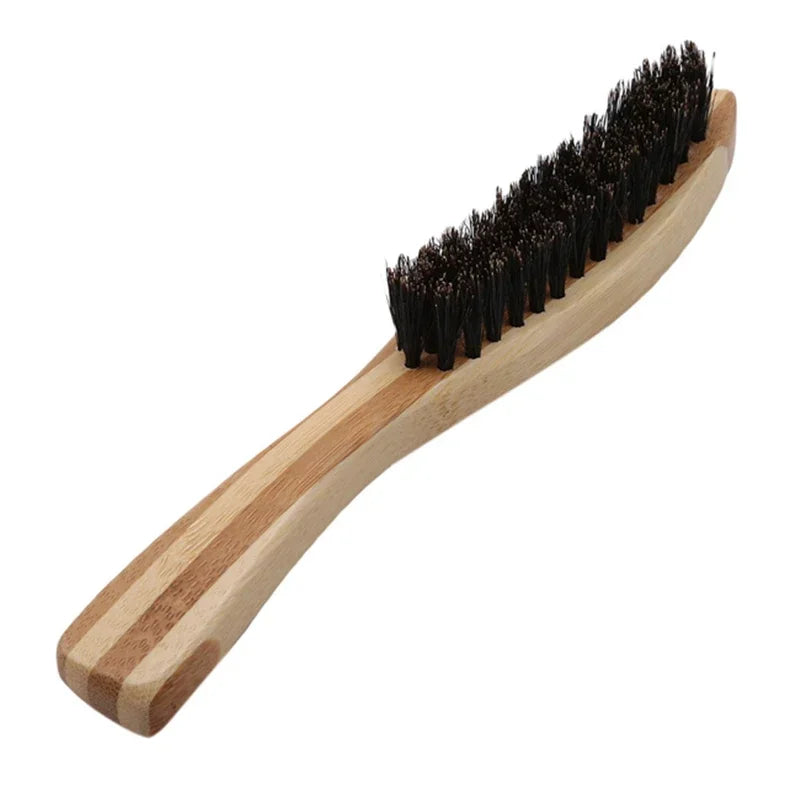 Beard Brush Boar Bristle for Men's Mustache Shaving Comb Face Massage Facial Hair Cleaning Brush Beech Long Handle - KHOY