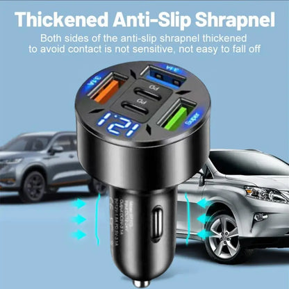 250W 5 Ports Car Charger Fast Charging PD QC3.0 USB C Car Phone Charger Type C Adapter In Car For IPhone - KHOY