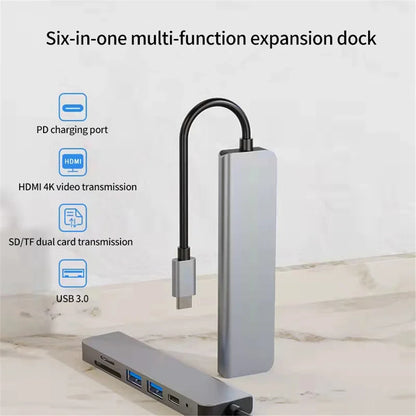 USB C HUB 4K 30Hz Type C to HDMI-compatible PD 100W USB 3.0 HUB Splitter Card Reader Multi with TF SD Port for Macbook Computer - KHOY