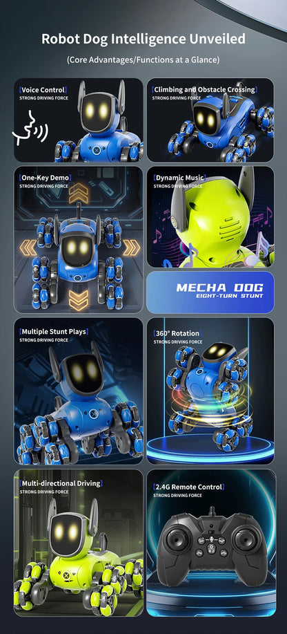 Remote control car Small Eight Wheel Gesture Sensing Multi functional Voice Interaction RC Stunt Machine Dog Q200 Children Toys - KHOY