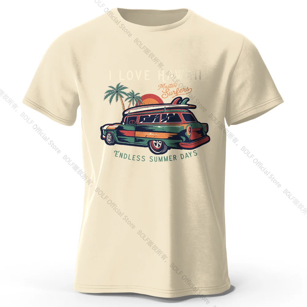 Hawaiian Holiday Printed Unisex Men Women T-Shirt Tees Tops 100% Cotton Aloha Flower Graphic Luau Party Outfit - KHOY