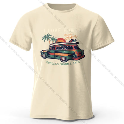 Hawaiian Holiday Printed Unisex Men Women T-Shirt Tees Tops 100% Cotton Aloha Flower Graphic Luau Party Outfit - KHOY