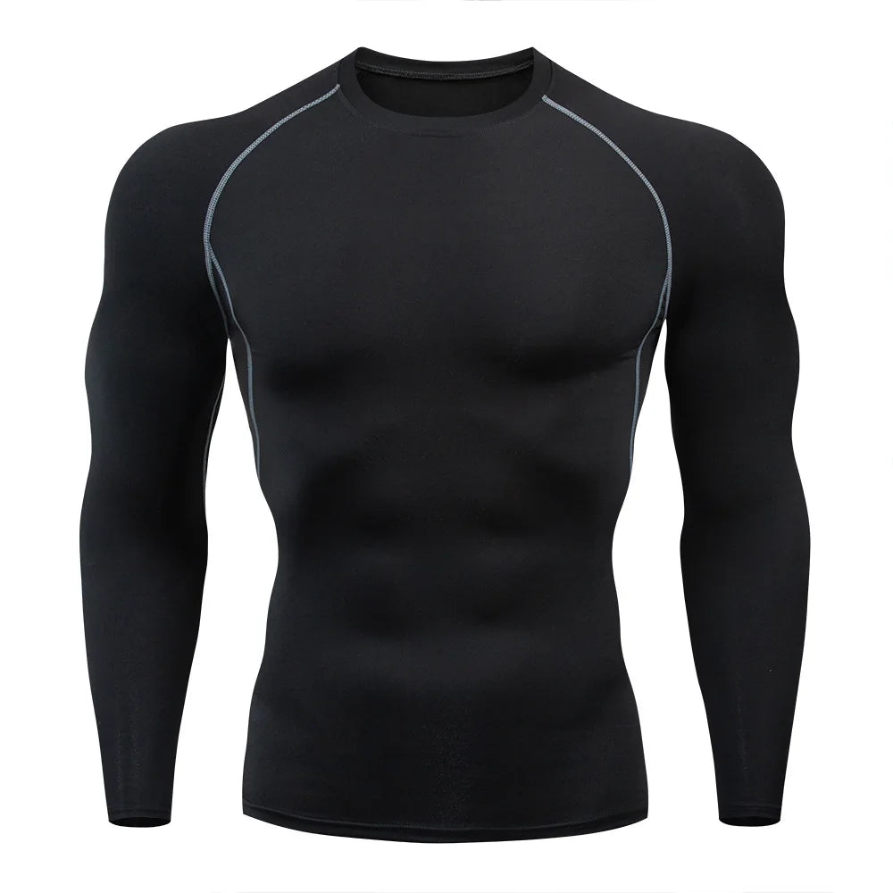 Men's T-shirt Men Running Sport T Shirt Men Compression Fitness Tops Tee Quick DryTight Training Gym Sport Running Shirts Jersey - KHOY