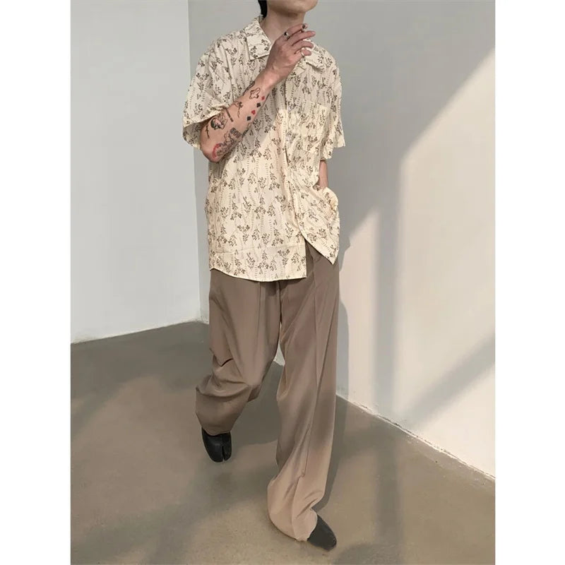 Hawaiian Shirt for Men Small Flower Cuba Collar Vintage Holiday Beach Couple Clothing Male Top Summer 2024 - KHOY