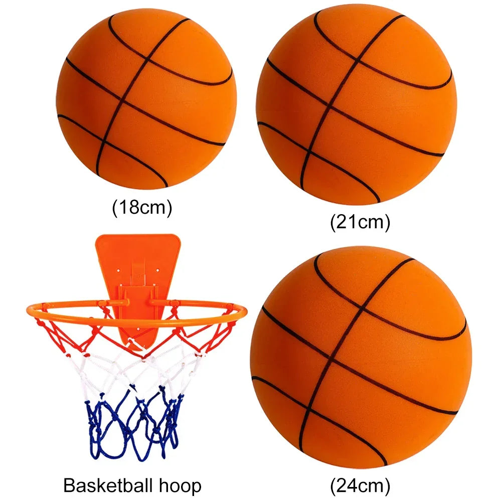 Kids Indoor Silent Basketball Ball 21/18cm High-Resilience Foam Silent Basketball Lightweight Small Basketball Basket Sports Toy - KHOY