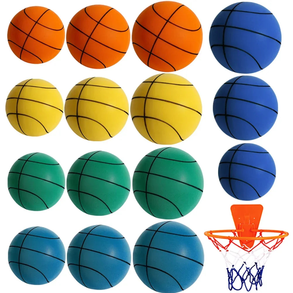 Kids Indoor Silent Basketball Ball 21/18cm High-Resilience Foam Silent Basketball Lightweight Small Basketball Basket Sports Toy - KHOY