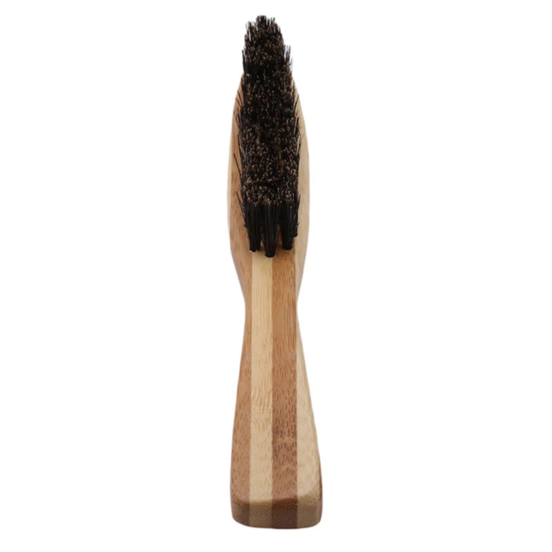 Beard Brush Boar Bristle for Men's Mustache Shaving Comb Face Massage Facial Hair Cleaning Brush Beech Long Handle - KHOY