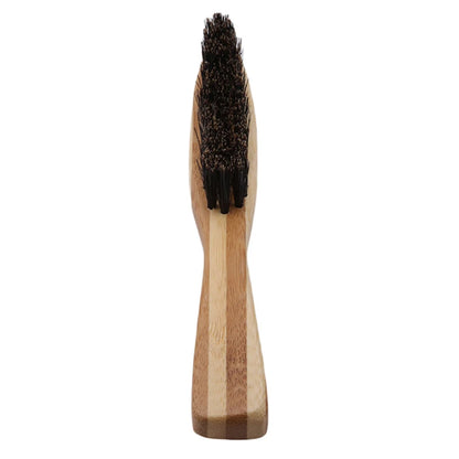 Beard Brush Boar Bristle for Men's Mustache Shaving Comb Face Massage Facial Hair Cleaning Brush Beech Long Handle - KHOY