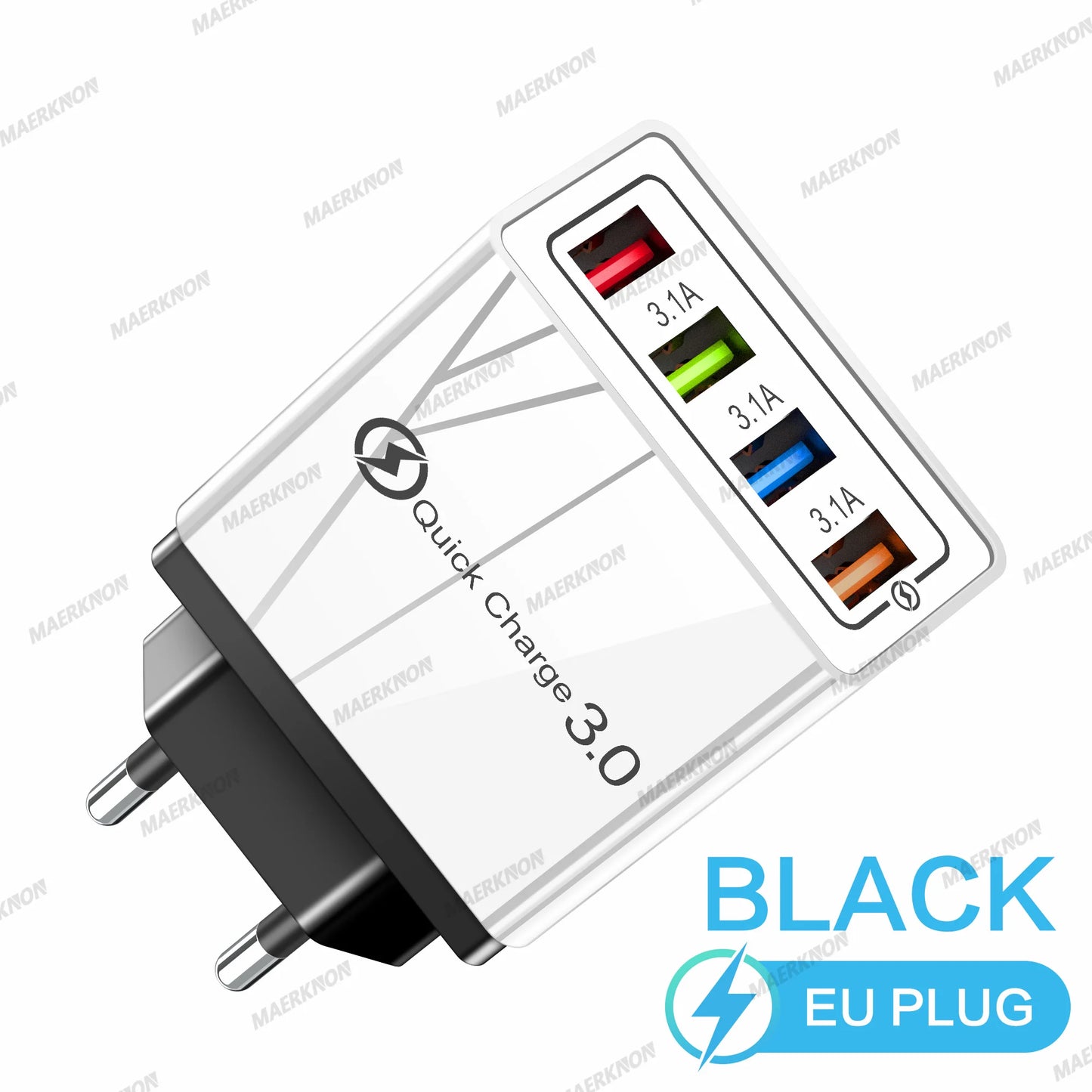 3A USB Charger 4 Ports USB Quick Charge 3.0 EU US Plug For iPhone Samsung Xiaomi Poco Fast Charging Mobile Phone Charger Adapter - KHOY