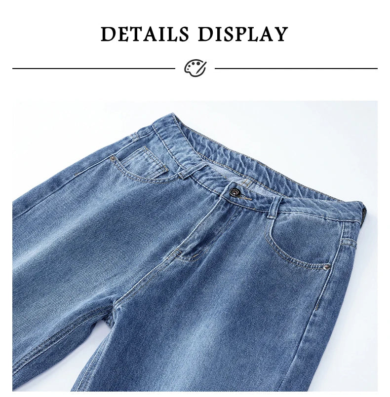 Men's Straight-Leg Jeans, Minimalist for All Seasons, Loose with Drape, Narrow-Wide Leg, Retro Casual Long Pants, Sizes 28-38 - KHOY