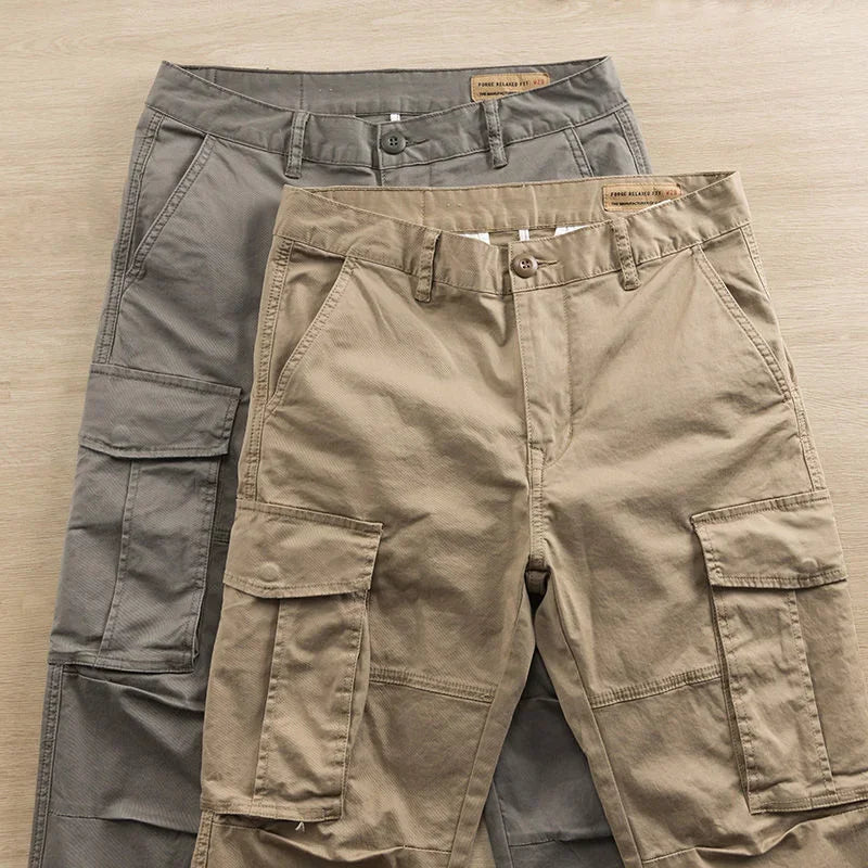 Men's Cargo Pants Work Wear Autumn Khaki Male Trousers Nylon Big Size Cheapest Designer Fashion Emo New in Baggy Long Slacks Y2k - KHOY