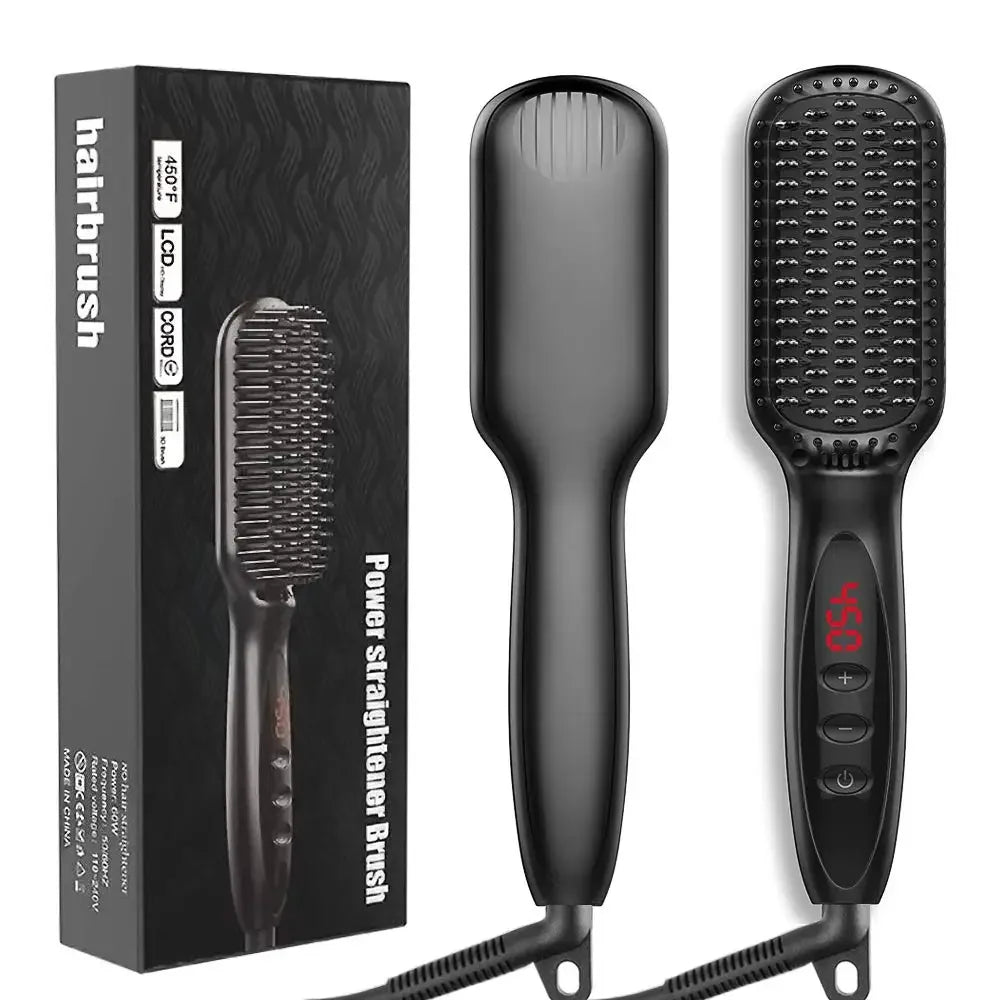 Electric Beard Comb Hair Straightener Brush Hot Hair Brushes Straightener Hair Anti-scalding Ceramic Beard Straightening Brush - KHOY