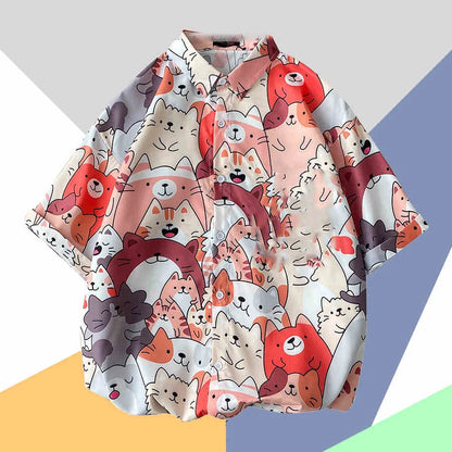 2025 Hawaiian Shirt For Men Orange Green Striped Refreshing Beach Style Fashion Trend Shirt Men And Women Seaside Holiday Shirt - KHOY