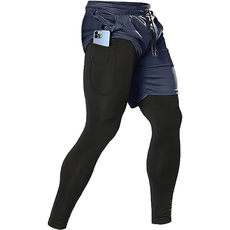 Men's Sport Pants 2 in1 Training Athletic Tracksuits Sportswear Workout Male Jogging Trousers Gym Fitness Running Pants Men - KHOY