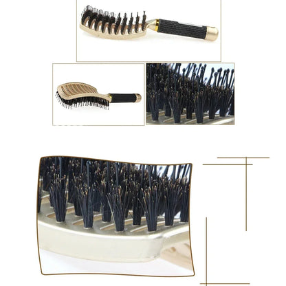 Hair Brush Scalp Massage Comb Hairbrush Boar Bristle Nylon Women Wet Curly Detangle Hair Brush Salon Hairdressing Styling Tool - KHOY