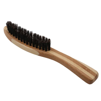 Beard Brush Boar Bristle for Men's Mustache Shaving Comb Face Massage Facial Hair Cleaning Brush Beech Long Handle - KHOY