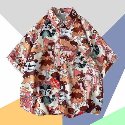 2025 Hawaiian Shirt For Men Orange Green Striped Refreshing Beach Style Fashion Trend Shirt Men And Women Seaside Holiday Shirt - KHOY