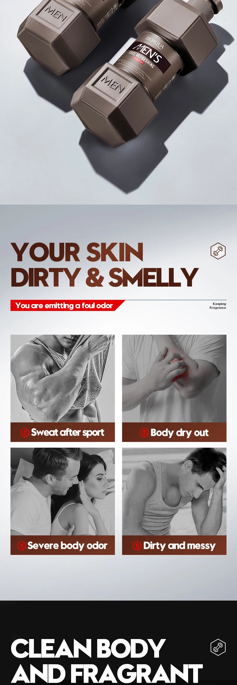 Men's facial cleanser Body wash Oil control Moisturizing long-lasting fragrance Fresh release charm creamy foam Body wash - KHOY