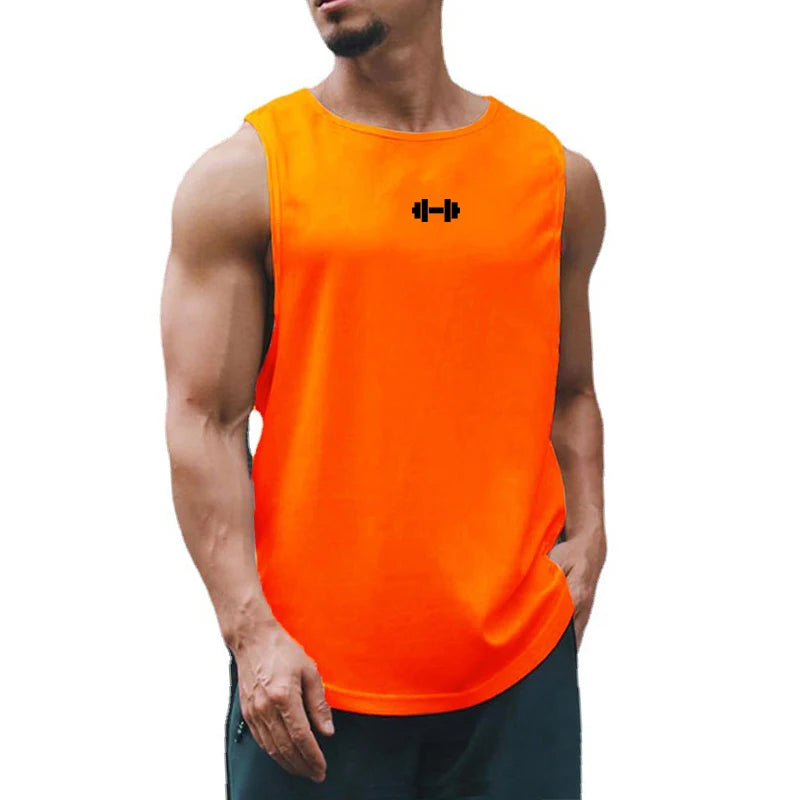 Summer Men's Gym Tank Top Fitness Training Clothing Quick-drying Loose Bodybuilding Sleeveless Shirt Men Fashion Basketball Vest - KHOY