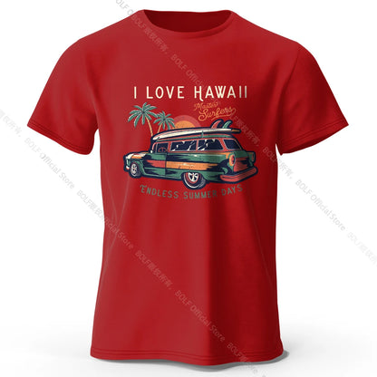 Hawaiian Holiday Printed Unisex Men Women T-Shirt Tees Tops 100% Cotton Aloha Flower Graphic Luau Party Outfit - KHOY