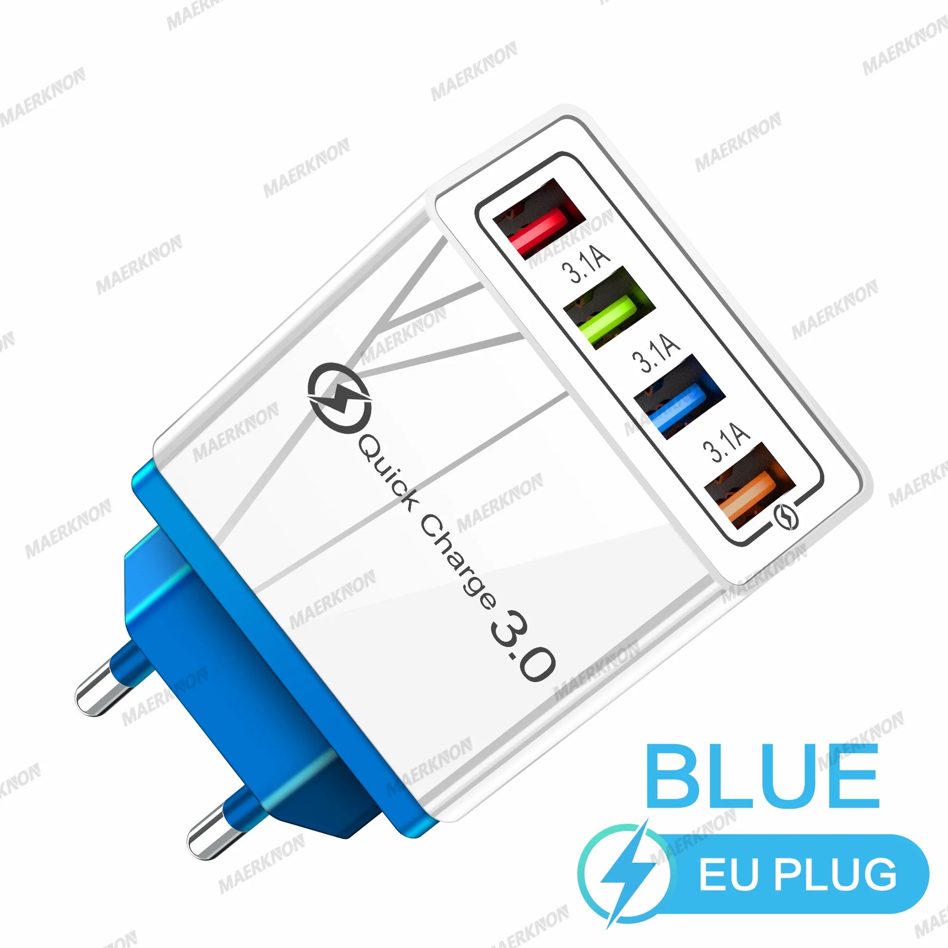 3A USB Charger 4 Ports USB Quick Charge 3.0 EU US Plug For iPhone Samsung Xiaomi Poco Fast Charging Mobile Phone Charger Adapter - KHOY