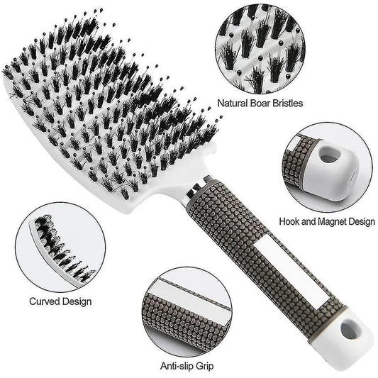 Hair Brush Scalp Massage Comb Hairbrush Boar Bristle Nylon Women Wet Curly Detangle Hair Brush Salon Hairdressing Styling Tool - KHOY